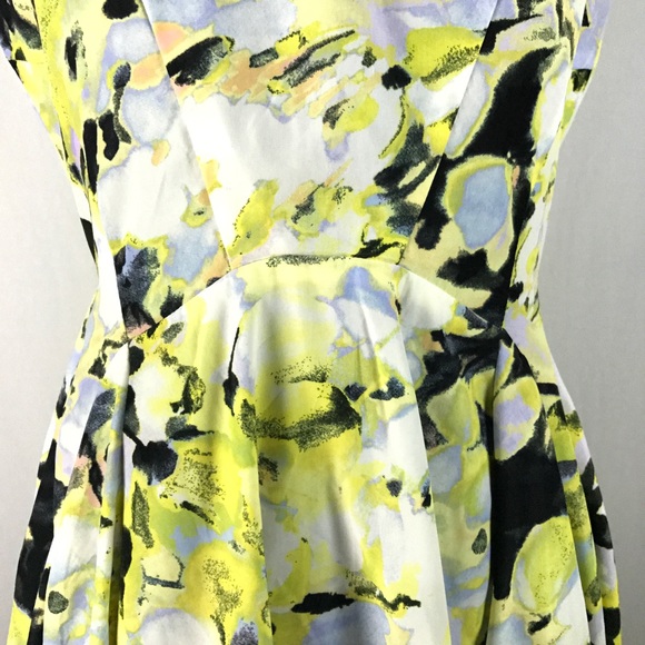Bar III Women's Size S Yellow Floral Skater Dress - Picture 5 of 8